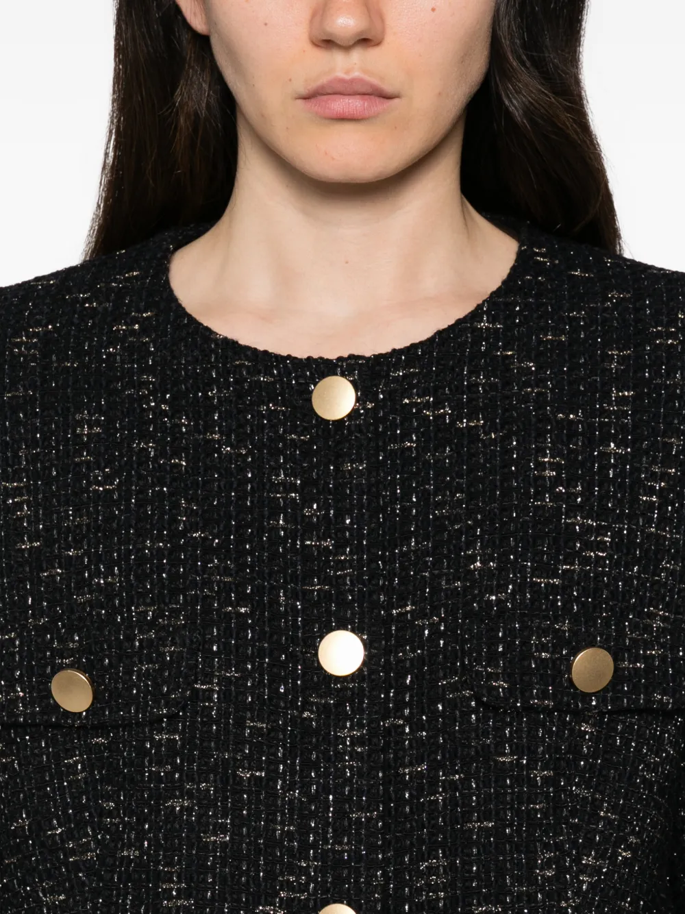 Tagliatore Jodie bouclé-knit button-up jacket Zwart