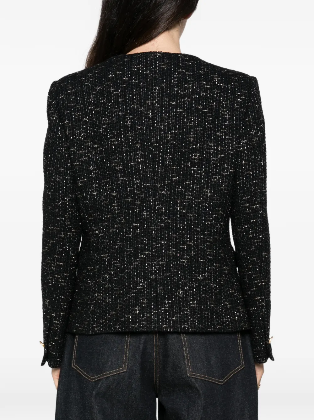 Tagliatore Jodie bouclé-knit button-up jacket Zwart