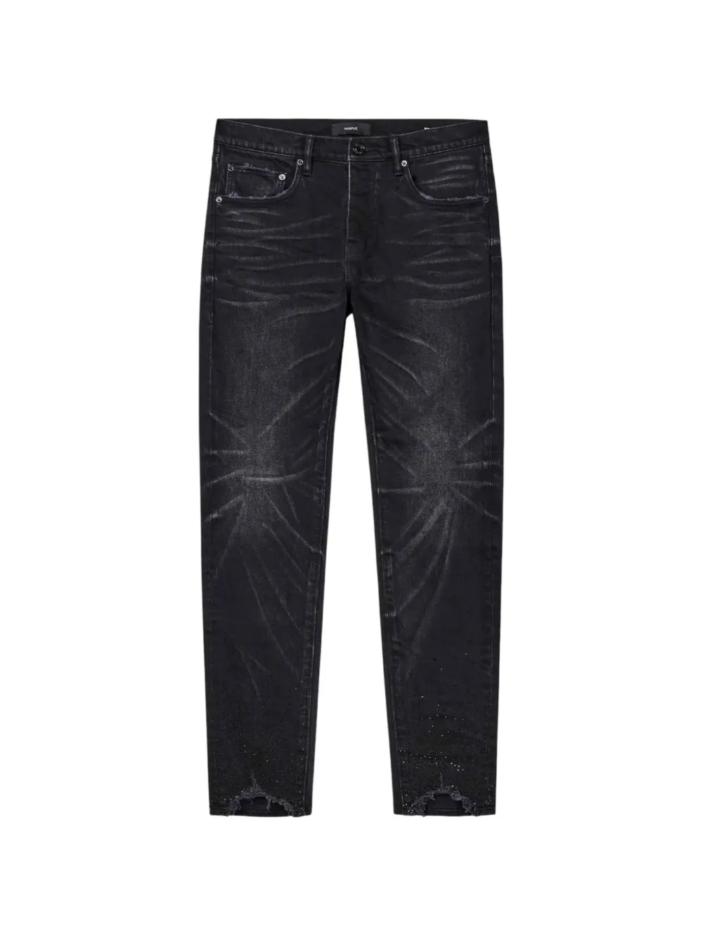 Purple Brand crystal-embellished sharkbite-hem jeans