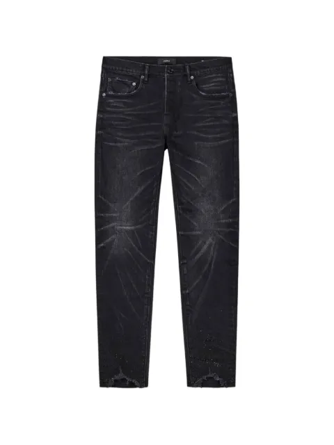 Purple Brand crystal-embellished sharkbite-hem jeans