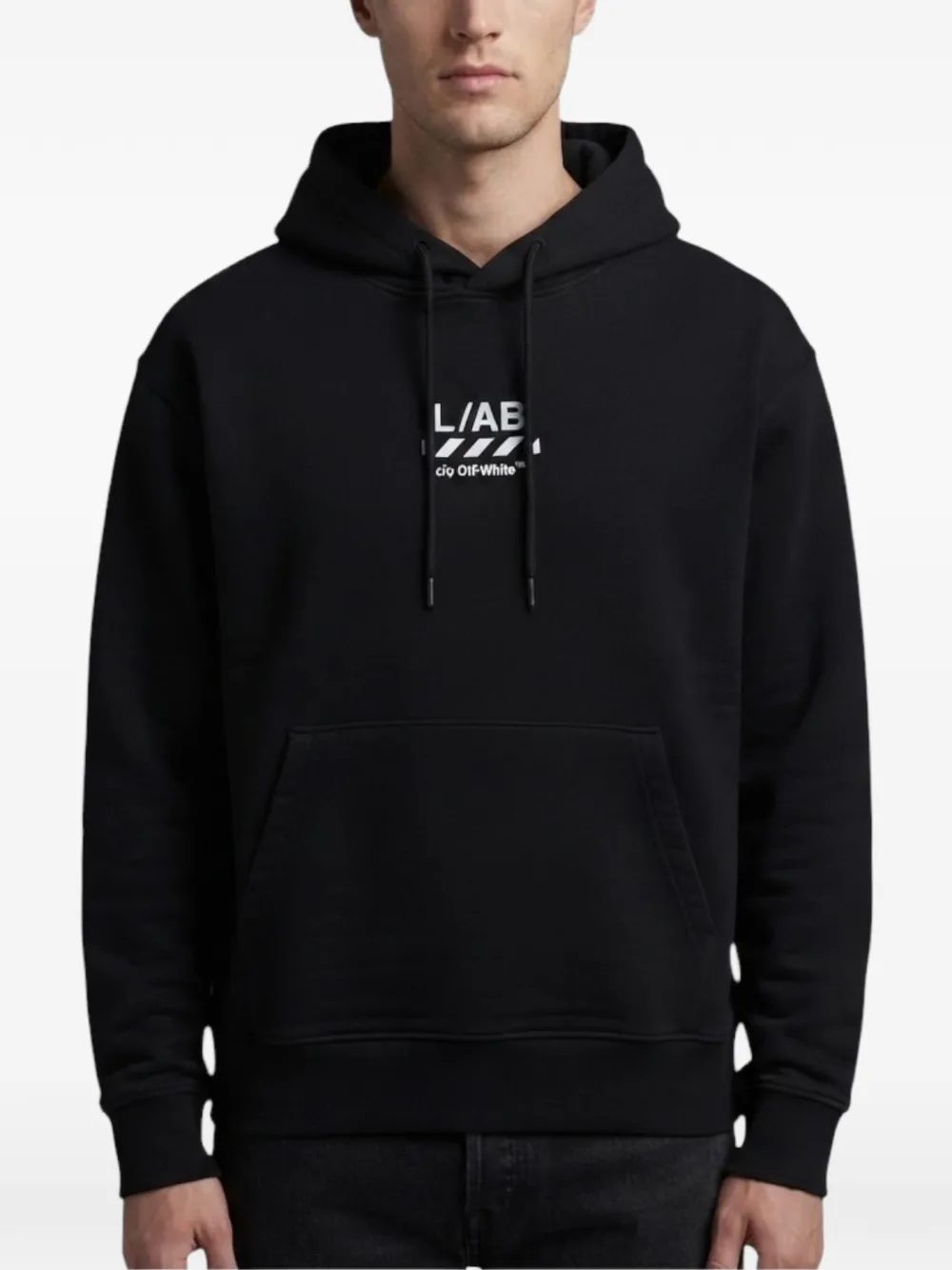 L ab c o Off-White L AB Core Diagonal hoodie Zwart