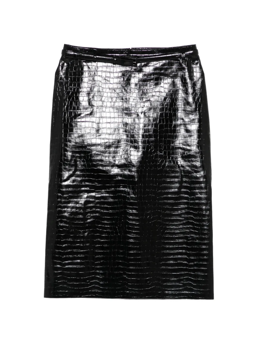 TOM FORD crocodile-effect belted midi skirt - Nero