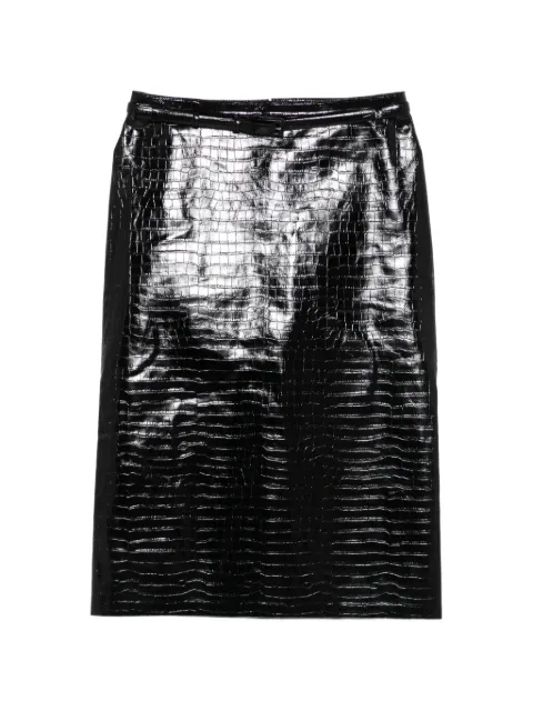 TOM FORD crocodile-effect belted midi skirt