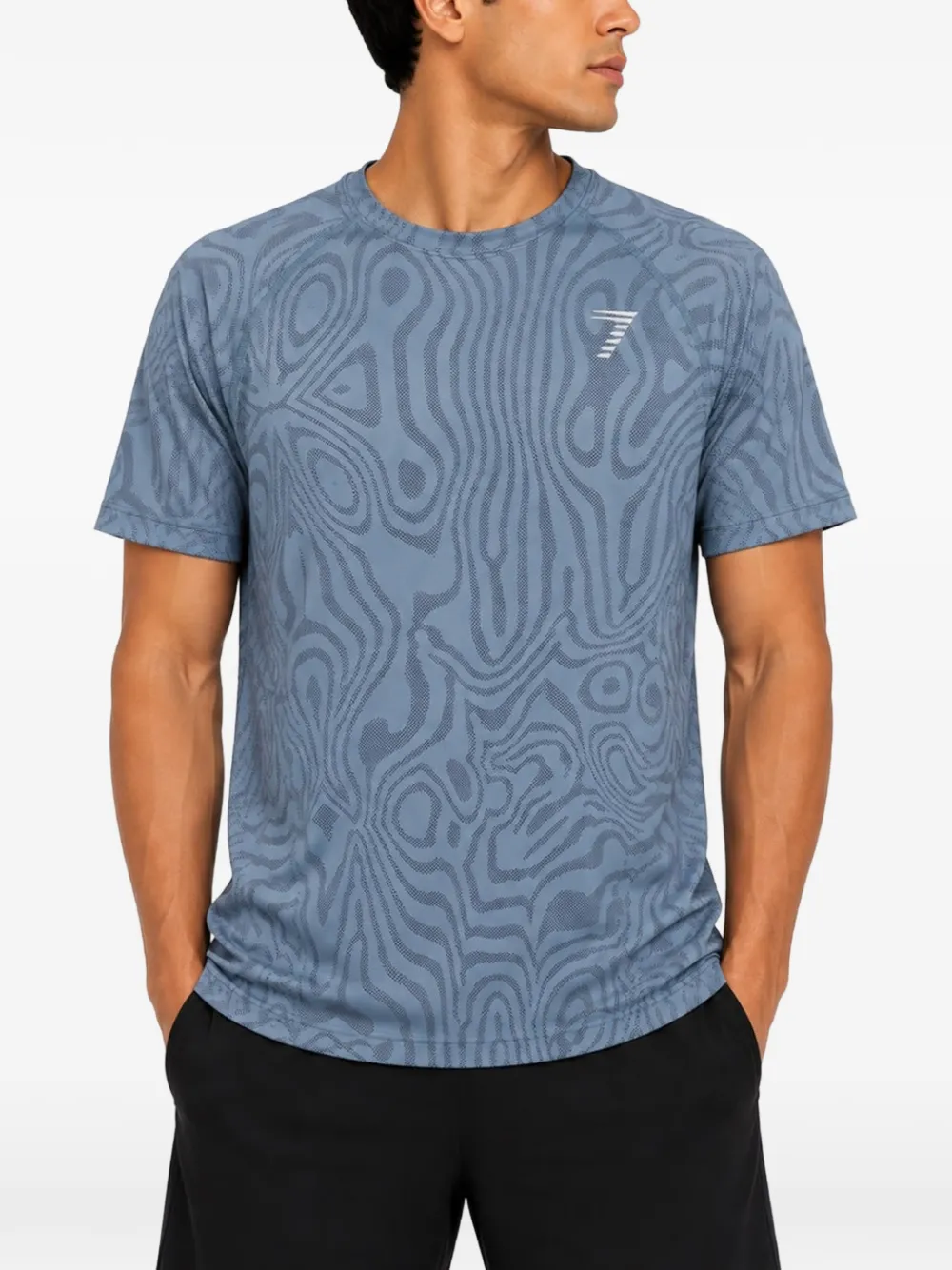 Emporio Armani T-shirt con stampa astratta e maniche raglan - Blu