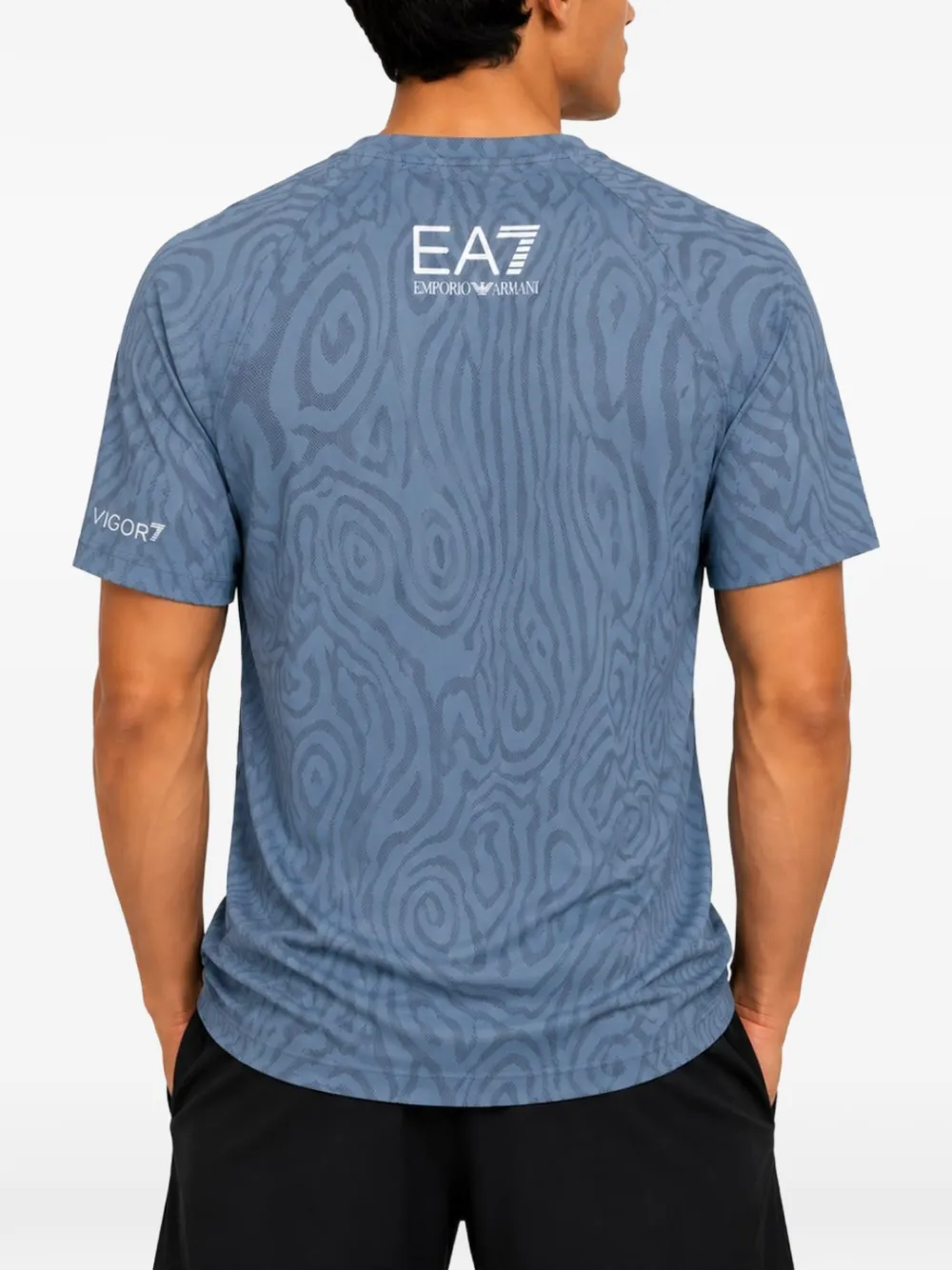 Emporio Armani T-shirt met abstracte print en raglanmouwen Blauw