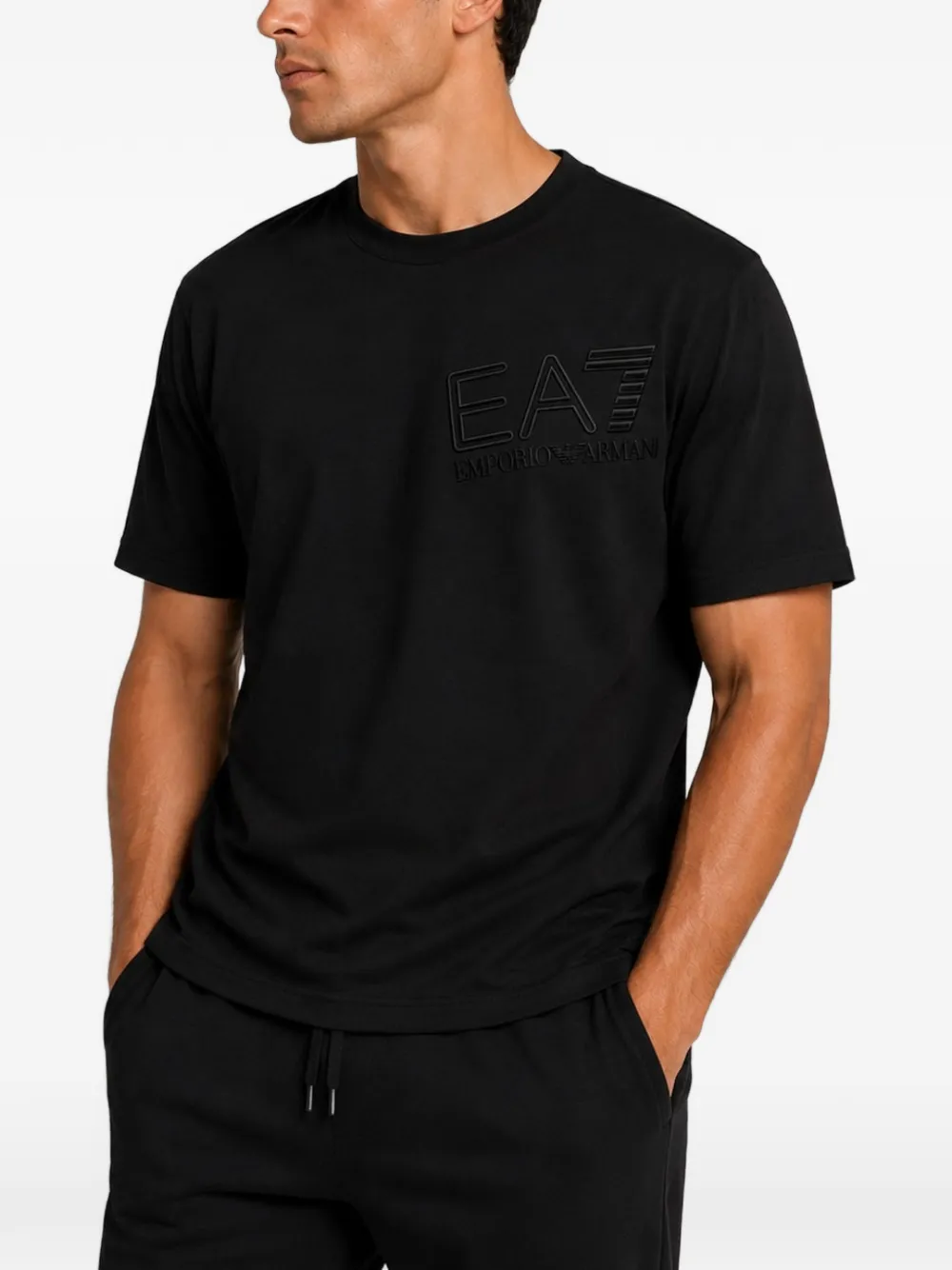 Emporio Armani T-shirt Zig Zag con logo - Nero