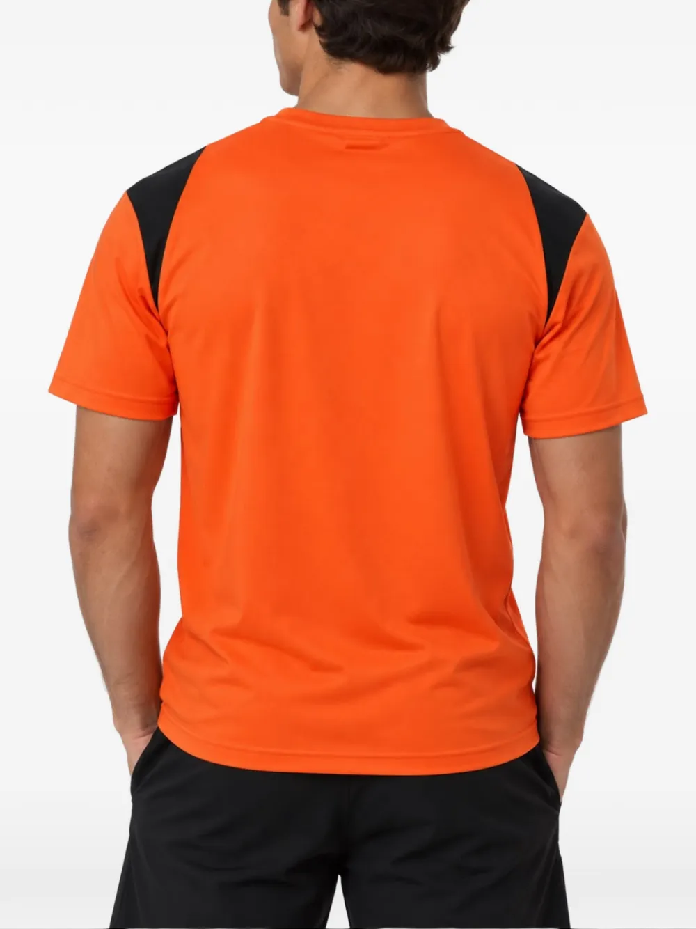 Emporio Armani logo-print panelled T-shirt Oranje