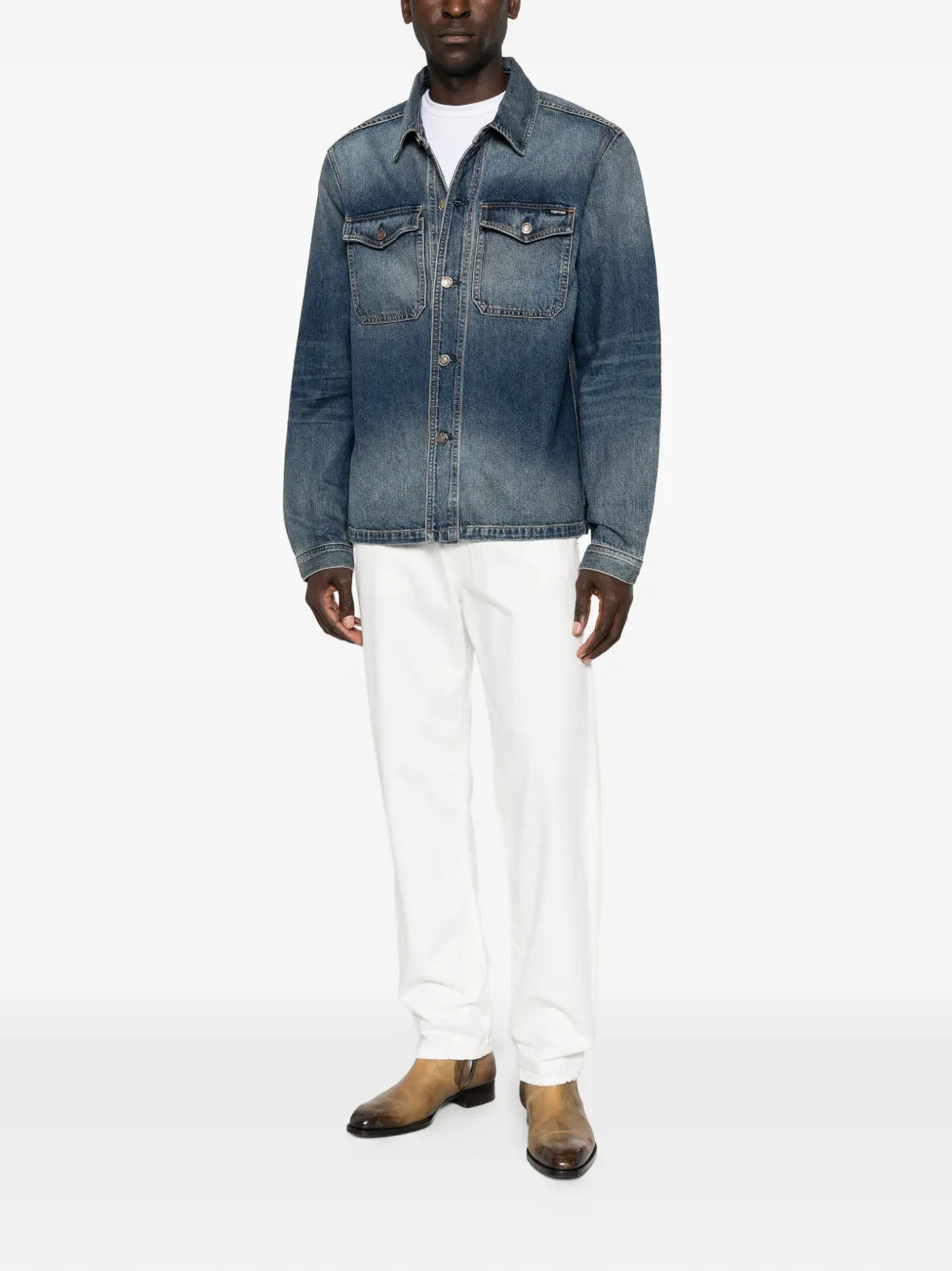 TOM FORD faded denim jacket - Blu