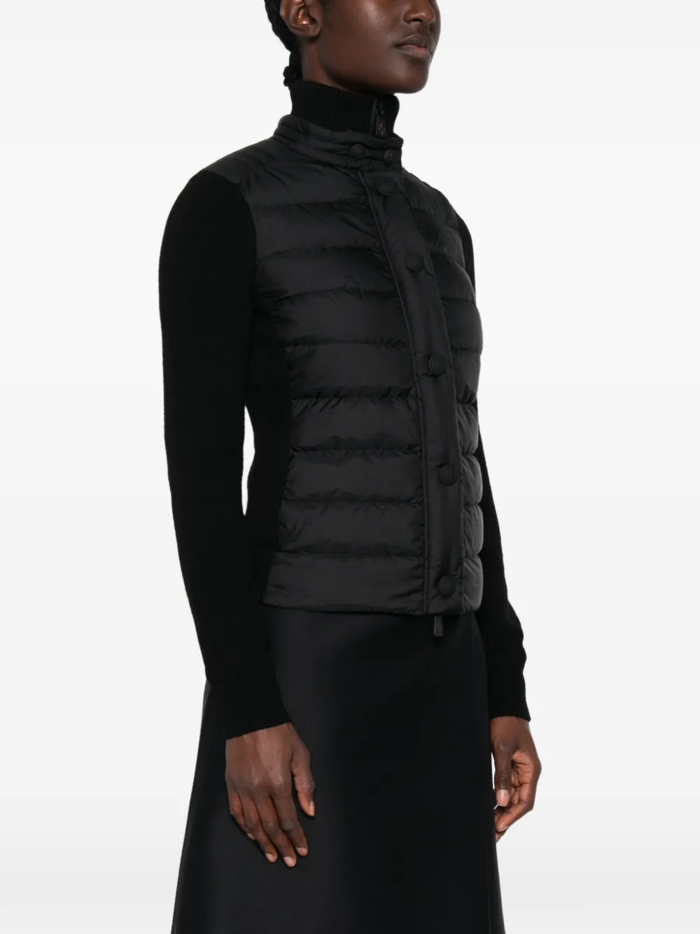 Moncler Grenoble Gewatteerd gebreid jack met vlakken Zwart