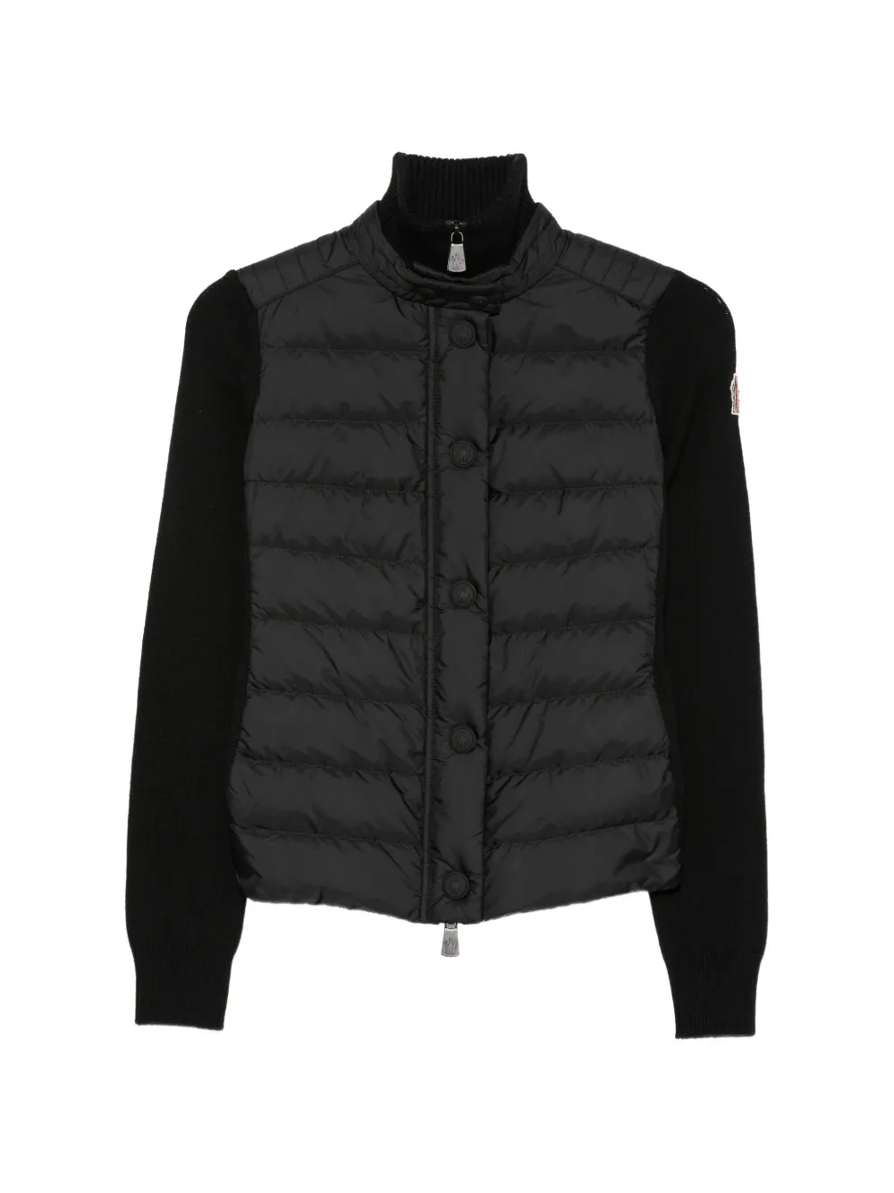 Moncler Grenoble Gewatteerd gebreid jack met vlakken Zwart