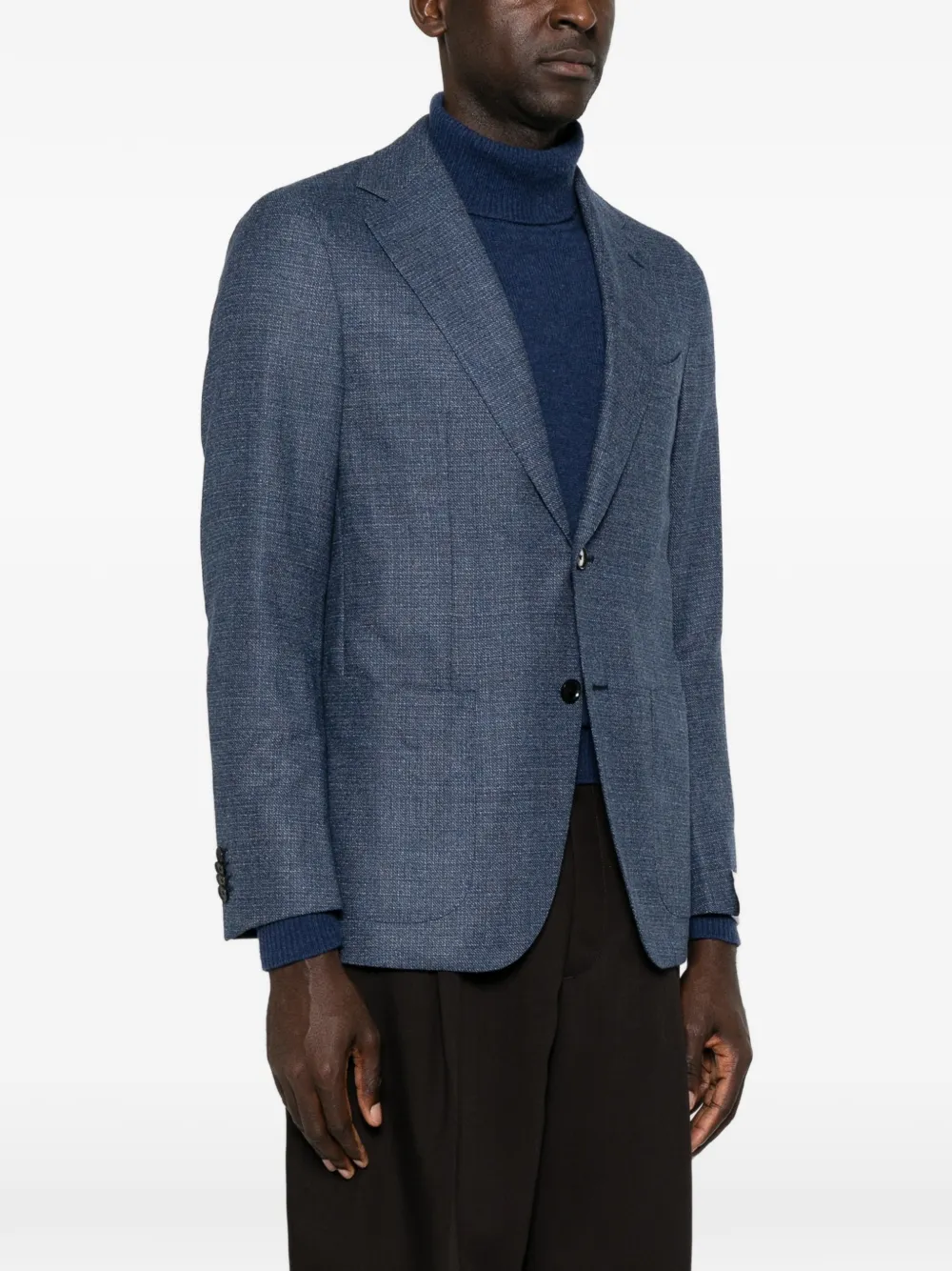 Caruso Blazer met enkele rij knopen Blauw