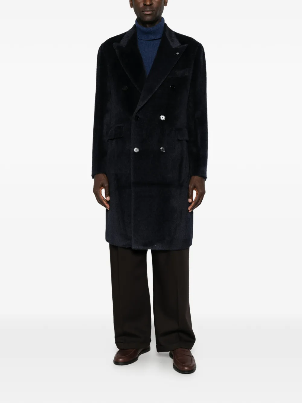 Tagliatore double-breasted peaked-lapel coat Blauw