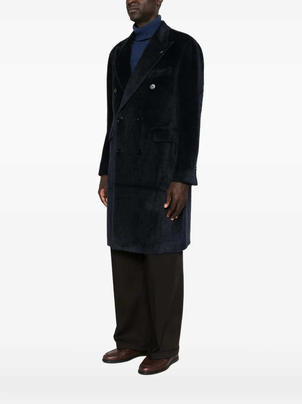 Tagliatore double-breasted peaked-lapel coat Blauw