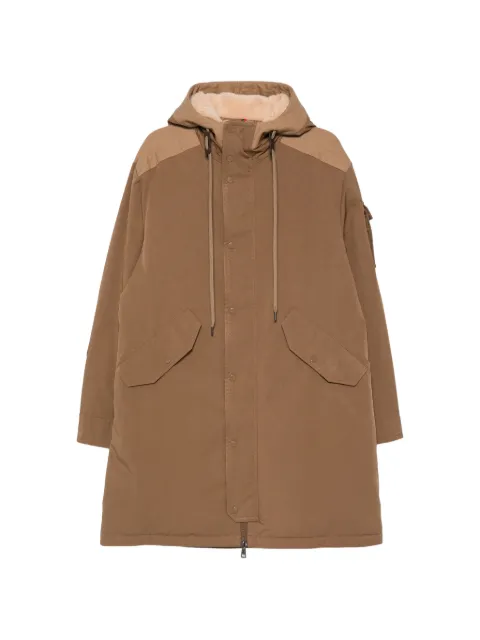 Moncler hooded logo-patch coat