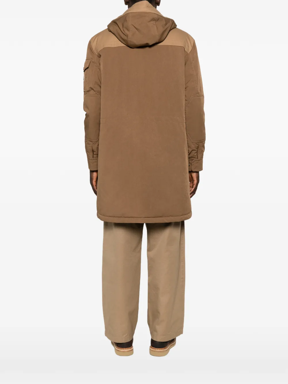 Moncler Jas met logopatch en capuchon Bruin