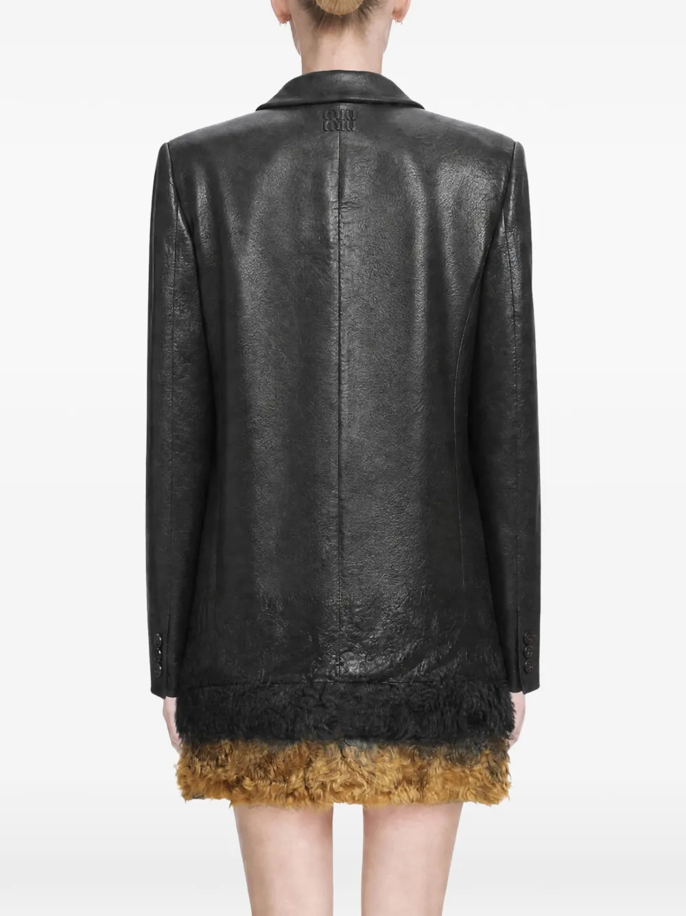 Miu Blazer van wolblend met lammy afwerking Zwart