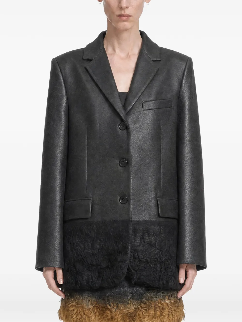 Miu Miu shearling-trim blazer - Nero
