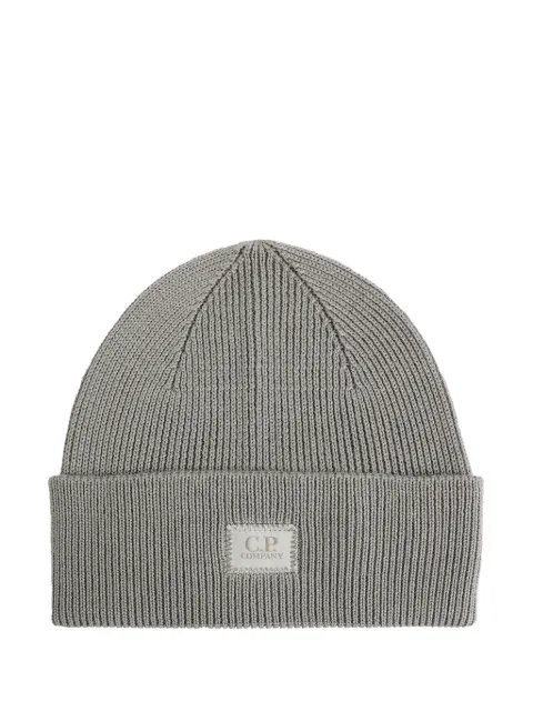 C.P. Company logo-patch ribbed-knit beanie hat