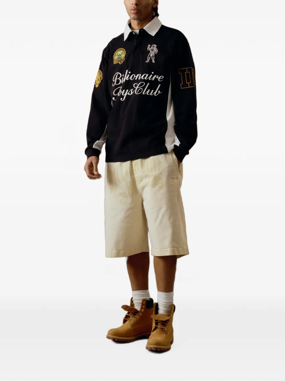 Billionaire Boys Club logo-embroidered panelled polo shirt Zwart