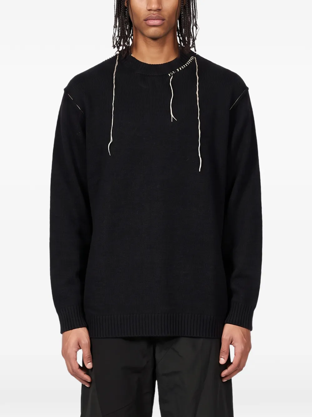 Yohji Yamamoto whipstitch-detail sweater Zwart