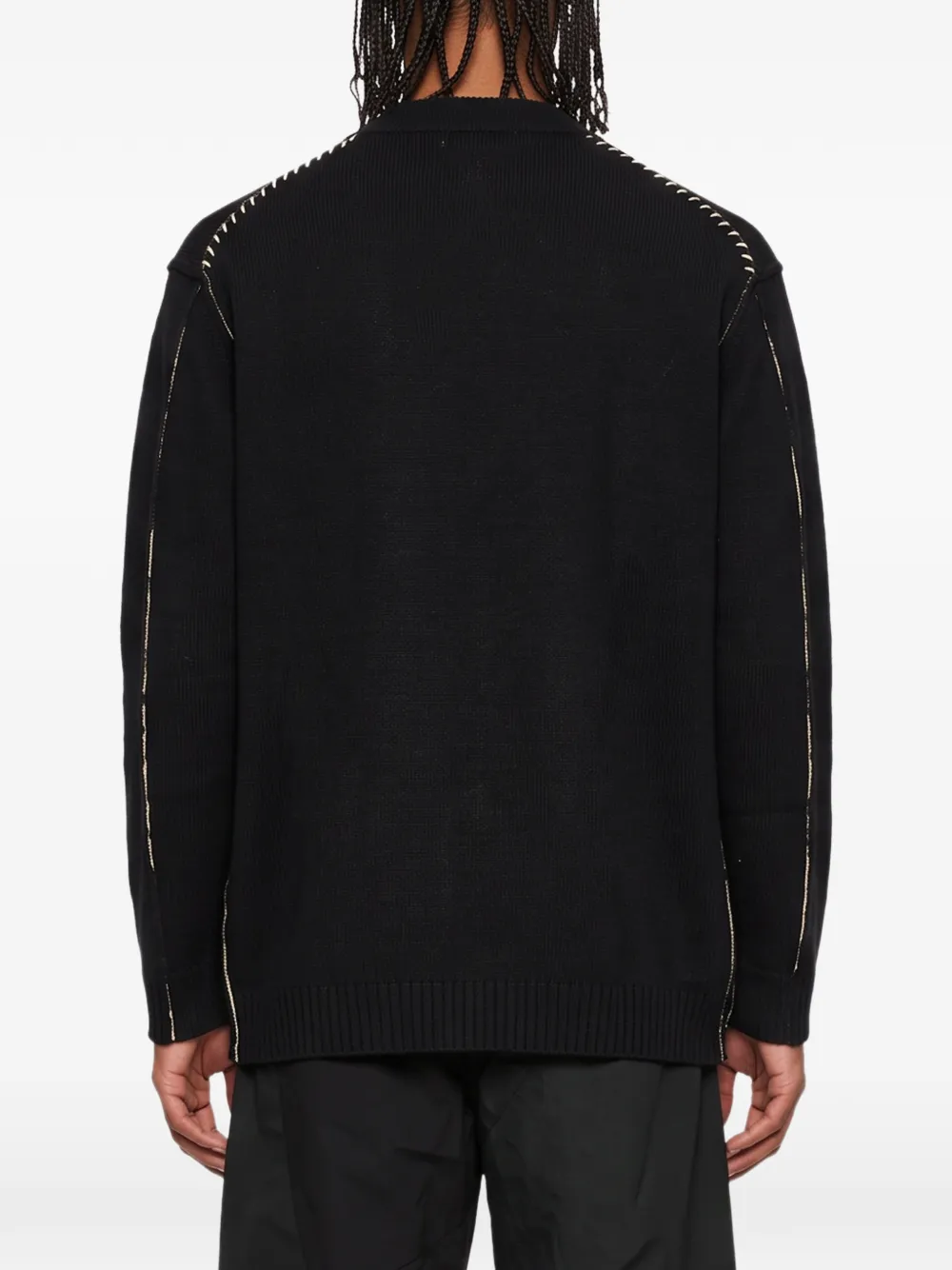 Yohji Yamamoto whipstitch-detail sweater Zwart