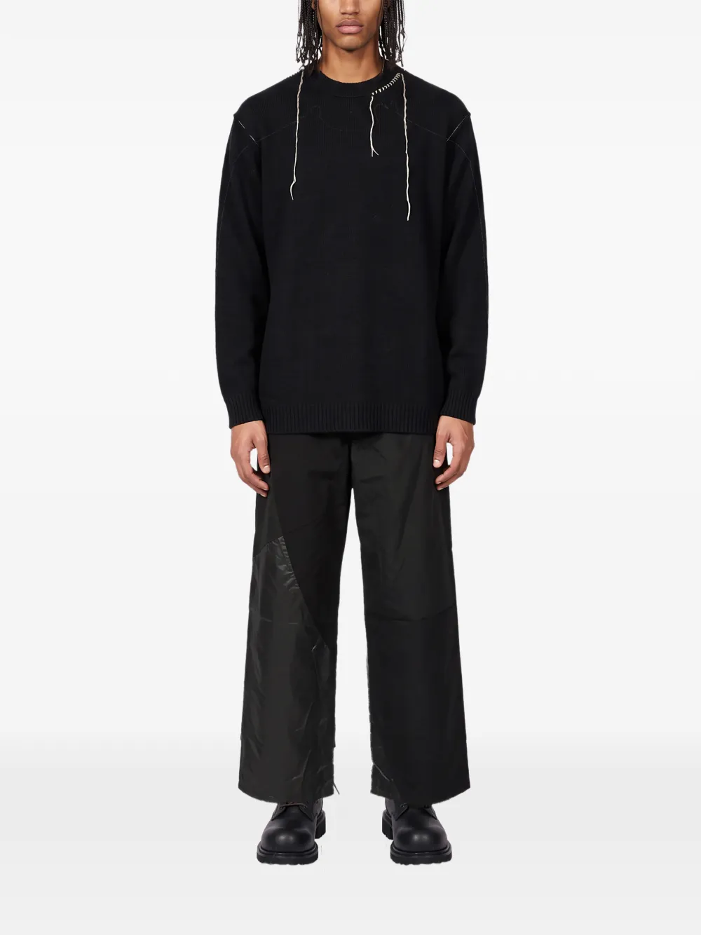 Yohji Yamamoto whipstitch-detail sweater Zwart