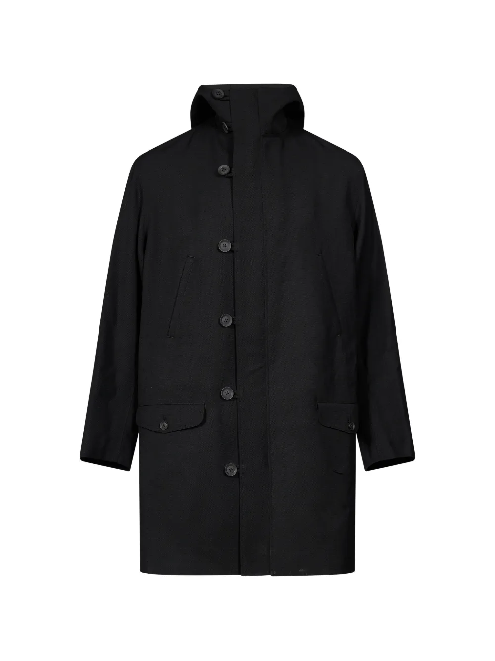 Yohji Yamamoto hooded single-breasted coat - Nero