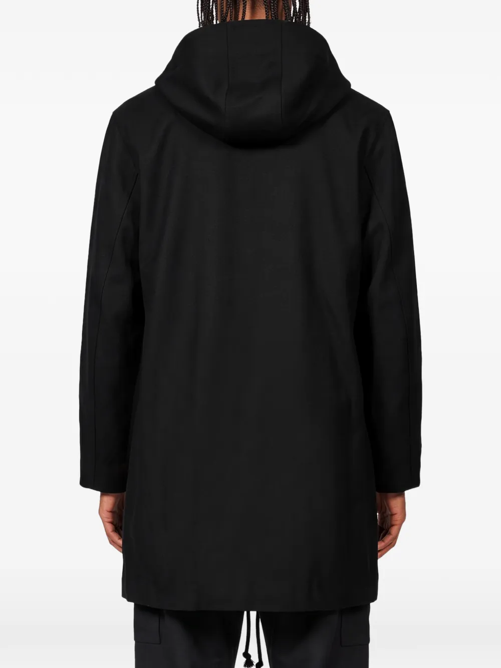 Yohji Yamamoto hooded single-breasted coat Zwart