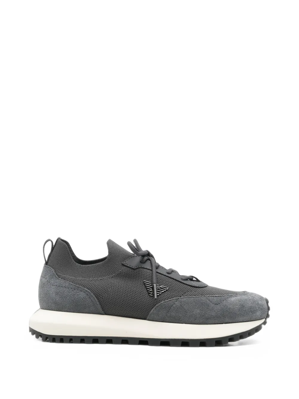 Emporio Armani logo-plaque panelled sneakers - Grigio