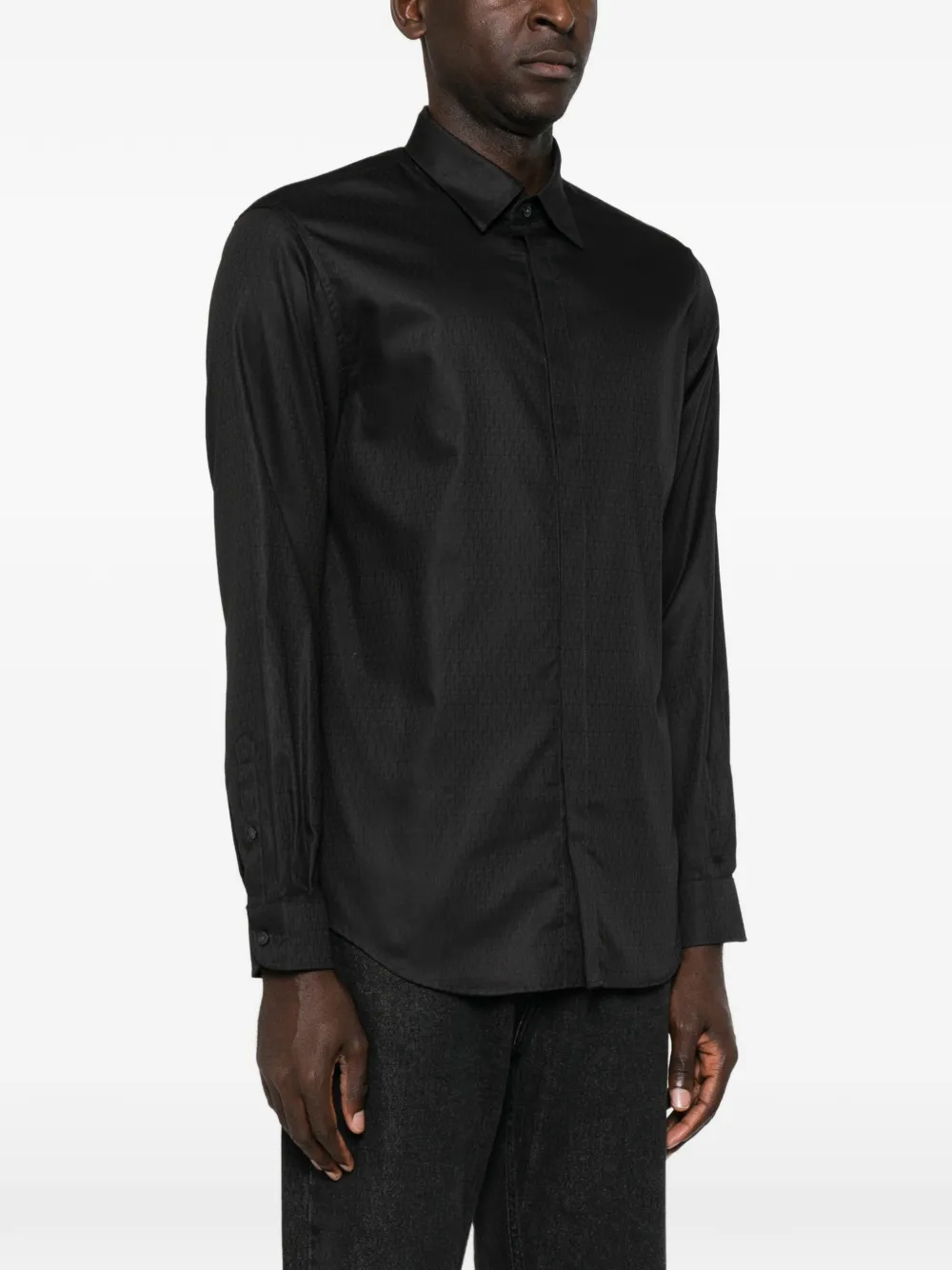 Emporio Armani Overhemd met monogram-print Zwart