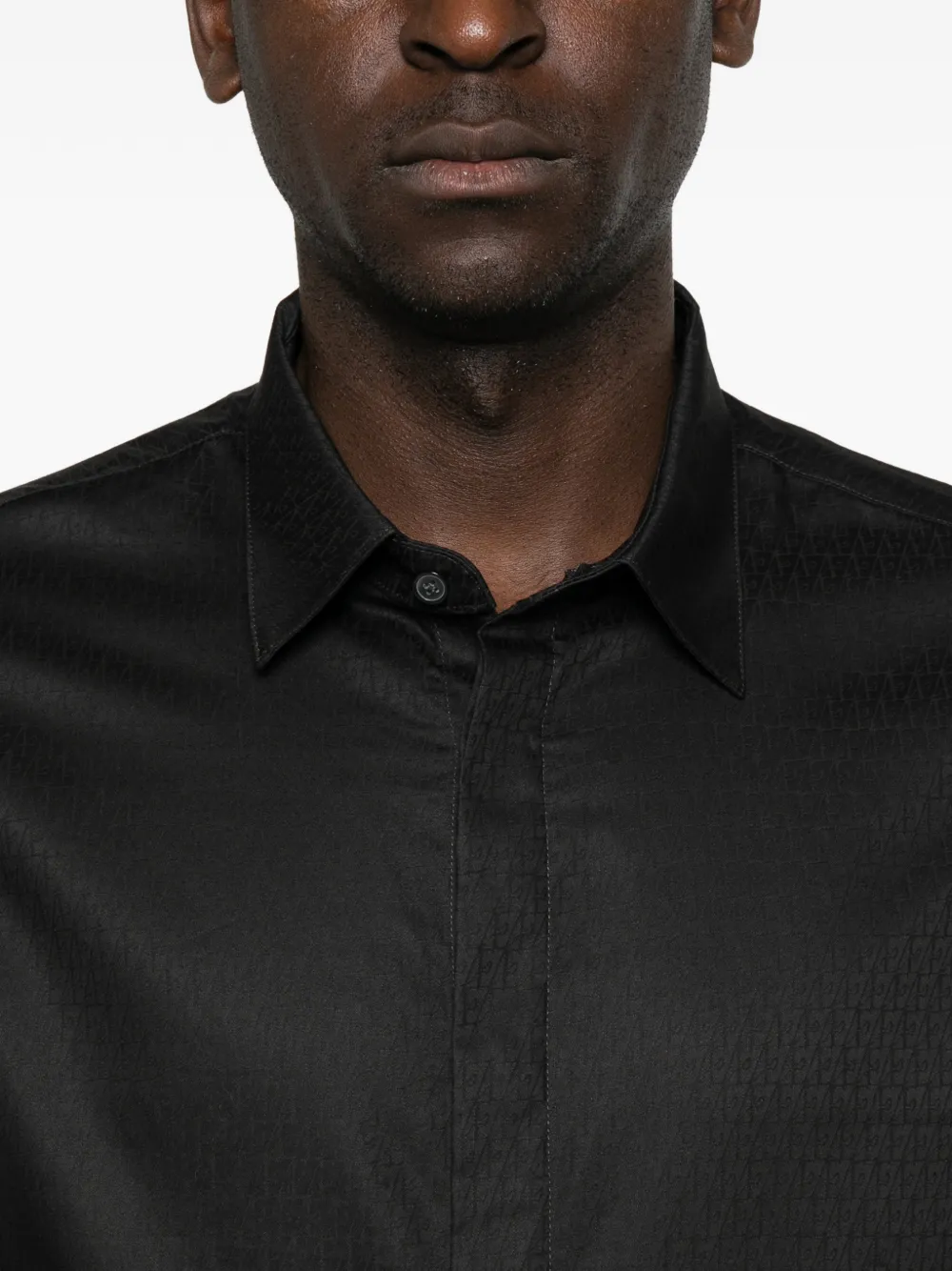 Emporio Armani Overhemd met monogram-print Zwart