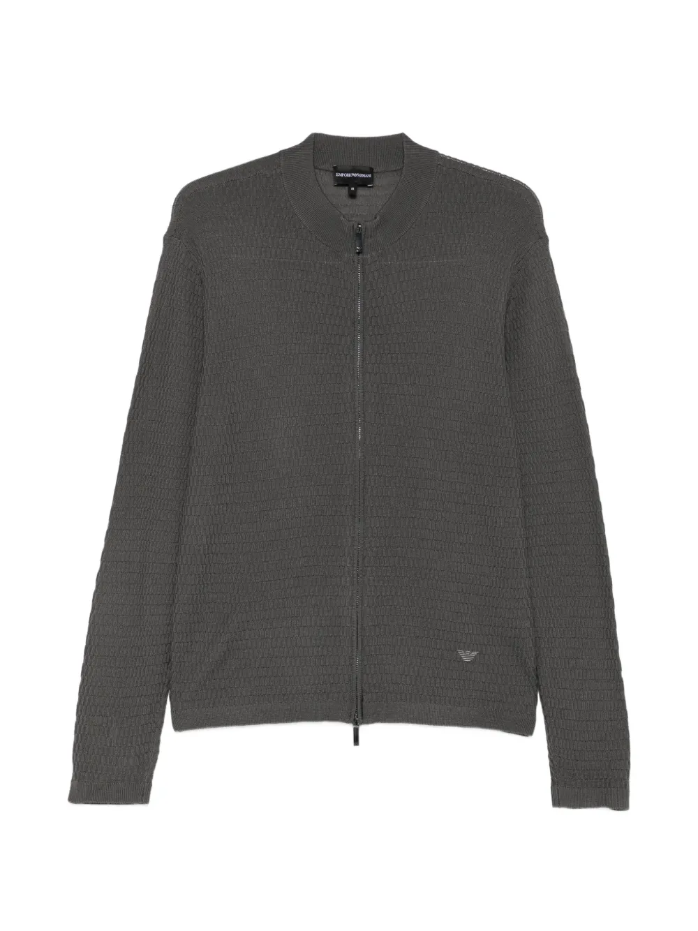 Emporio Armani waffle-knit zip-up cardigan - Grigio