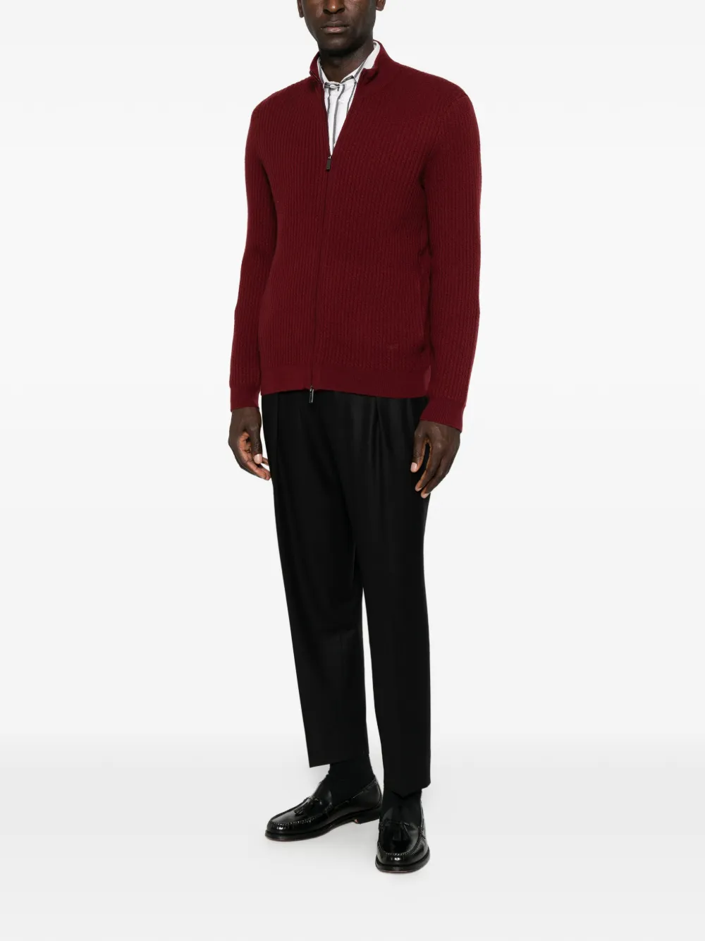Emporio Armani Ribgebreid vest Rood