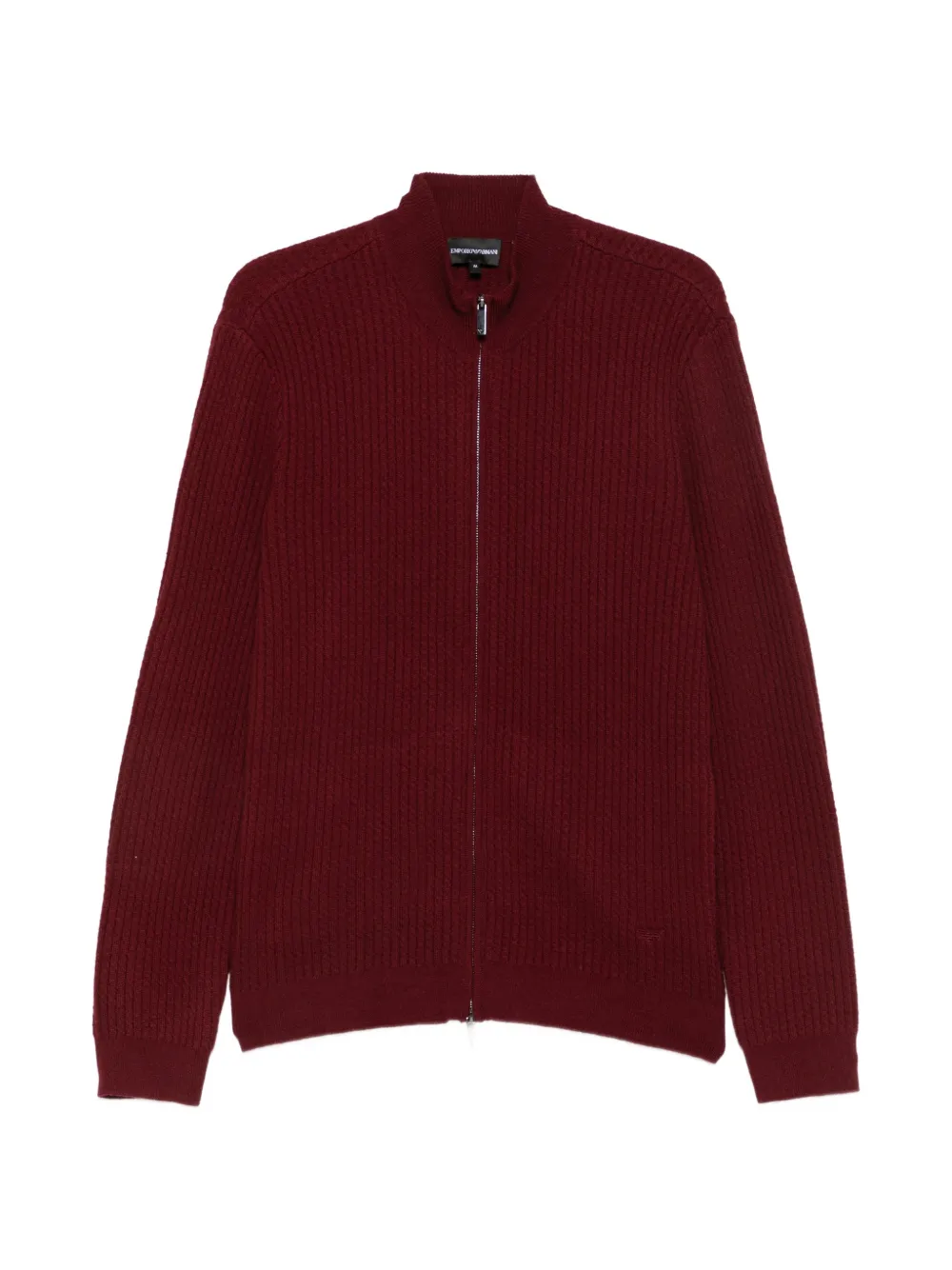 Emporio Armani ribbed-knit zip-up cardigan - Red