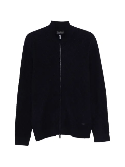 Emporio Armani diamond-quilted zip-up cardigan