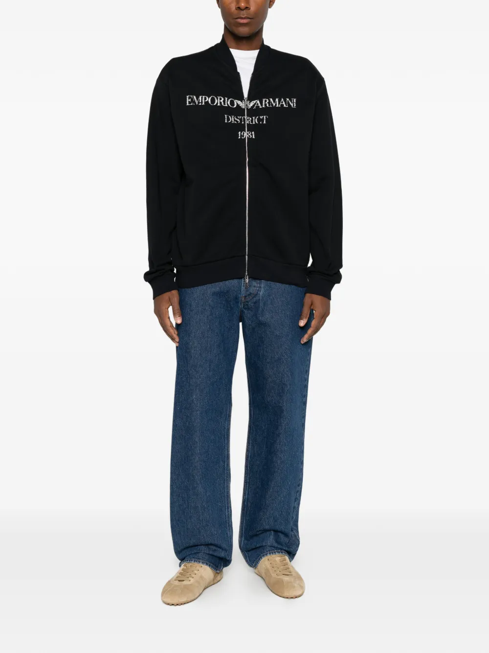 Emporio Armani logo-print zip-fastening sweatshirt - Bleu Emporio Armani logo-print zip-fastening sweatshirt - Bleu