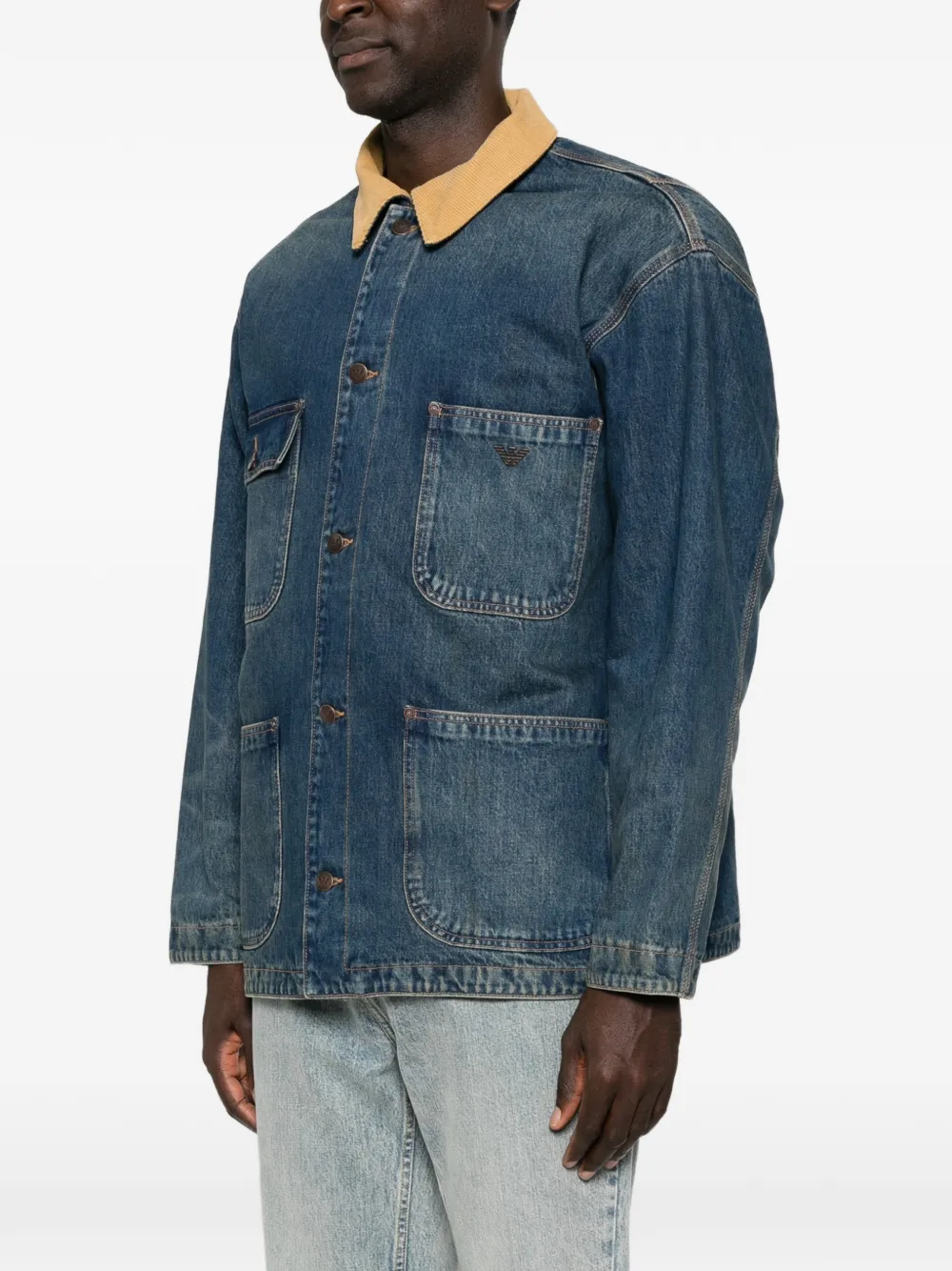 Emporio Armani Denim jack met contrasterende kraag Blauw
