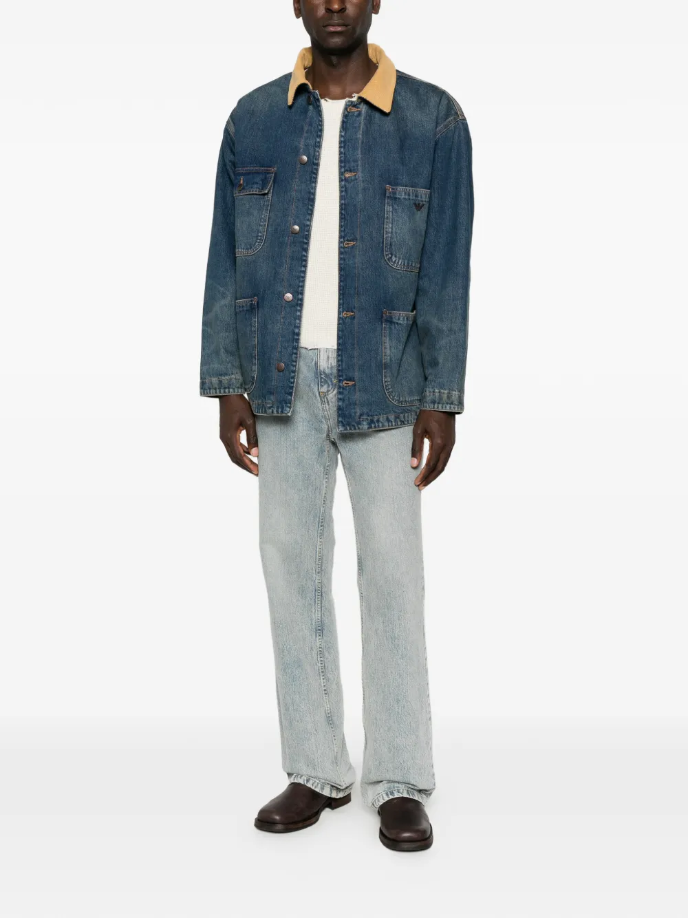 Emporio Armani Denim jack met contrasterende kraag Blauw