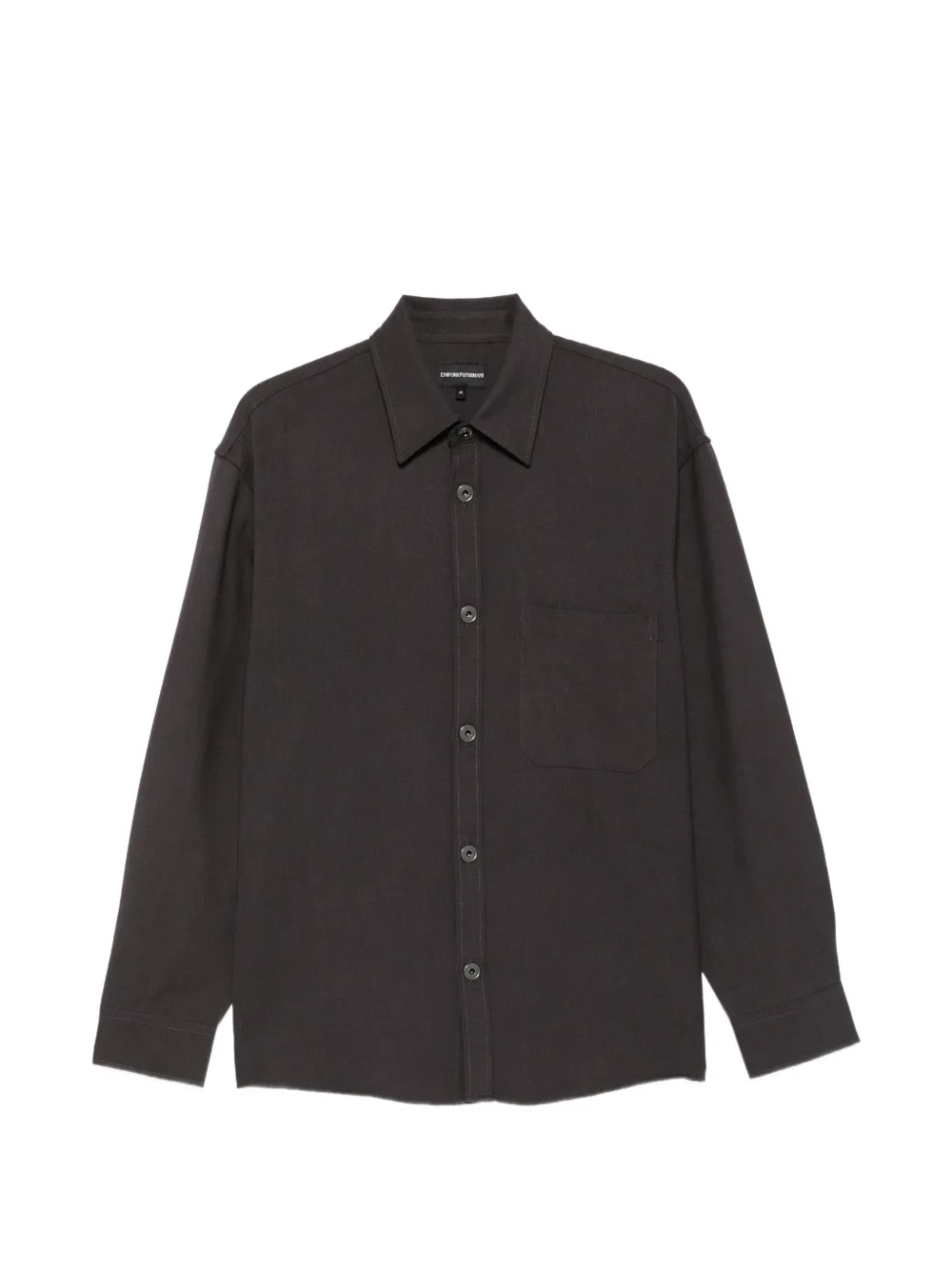 Emporio Armani logo-patch virgin wool shirt - Gris Emporio Armani logo-patch virgin wool shirt - Gris