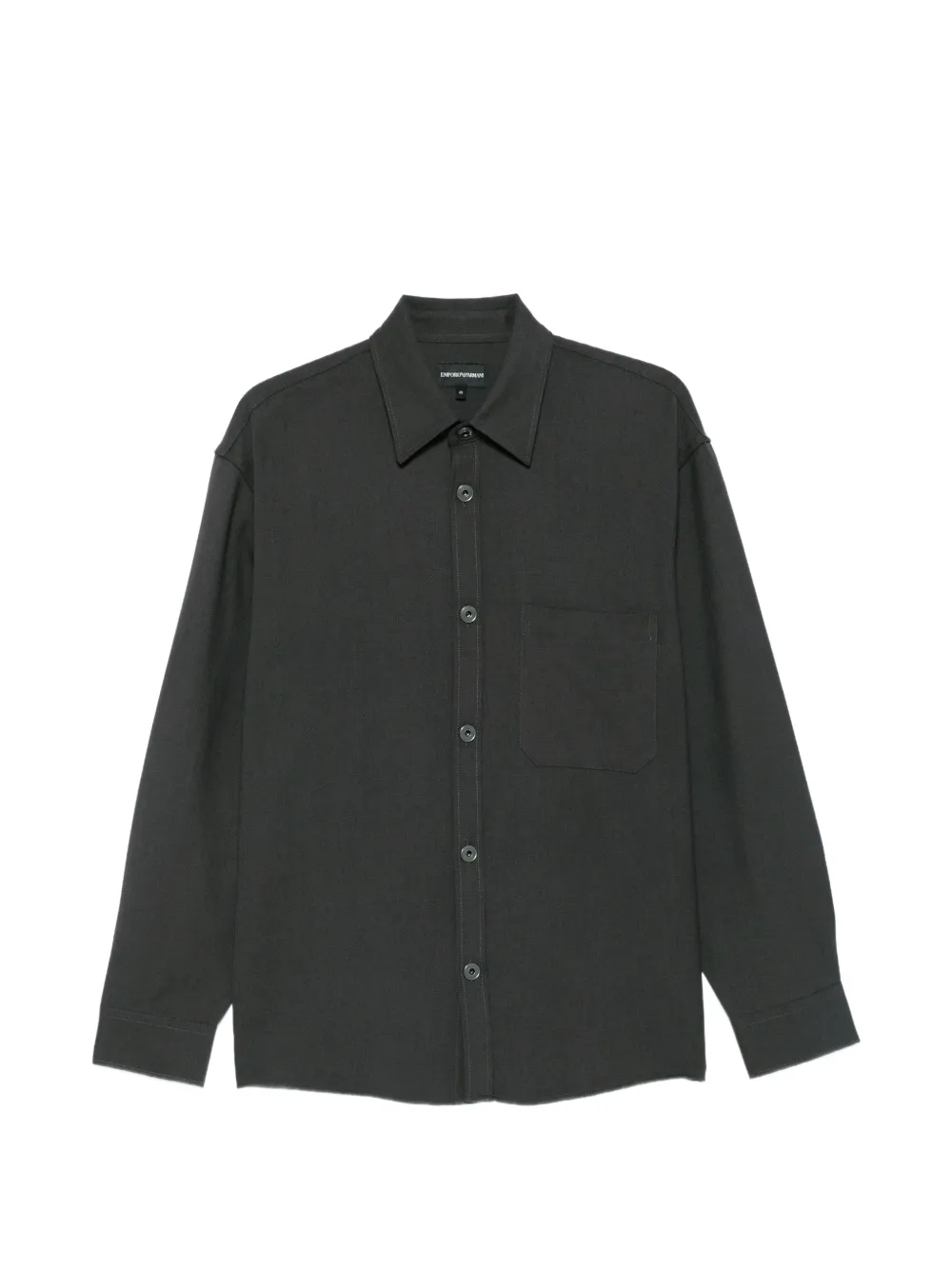 Emporio Armani logo-patch virgin wool shirt - Grigio