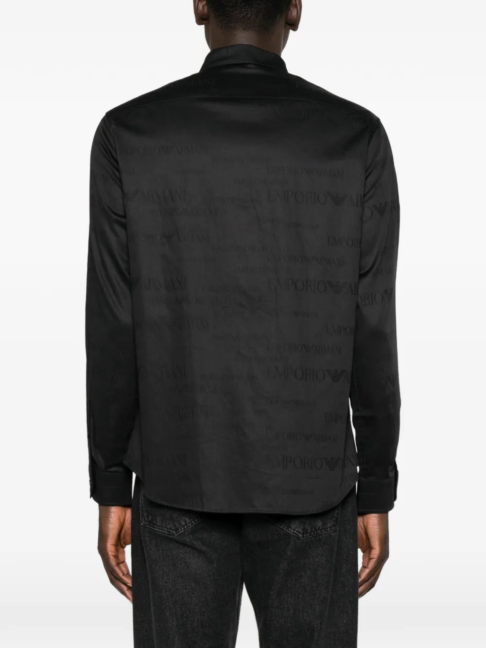 Emporio Armani Overhemd met logo-jacquard Zwart