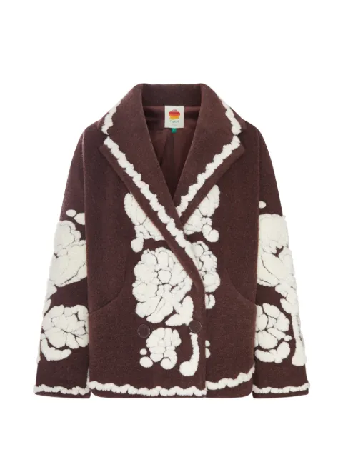 FARM Rio floral-appliqués double-breasted peacoat
