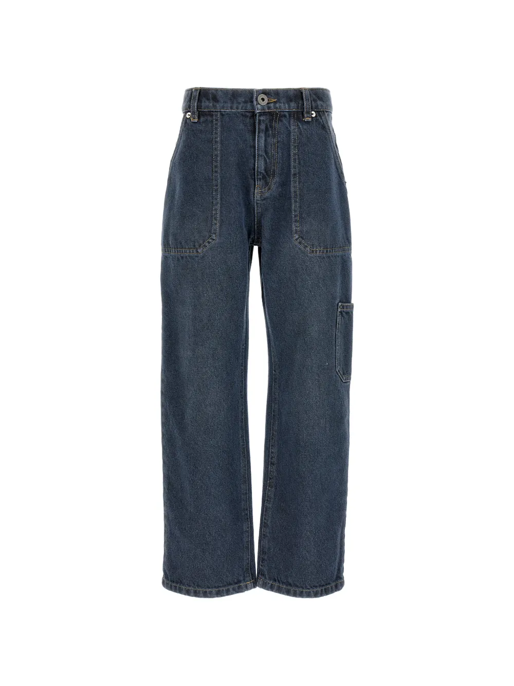 Moschino Kids logo-patch cargo jeans - Blu