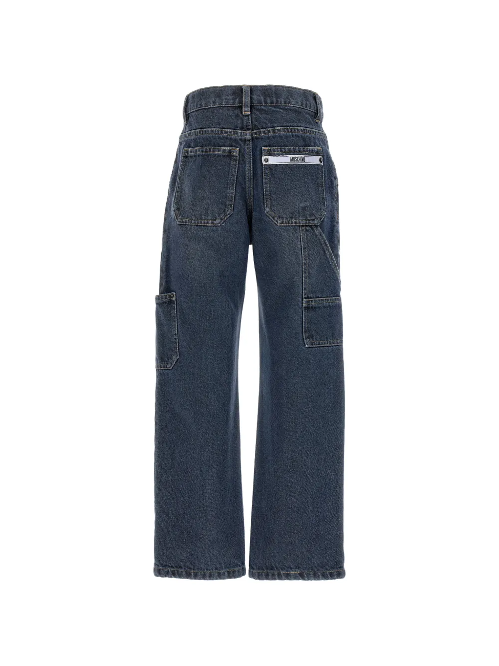 Moschino Kids Cargo jeans met logopatch Blauw