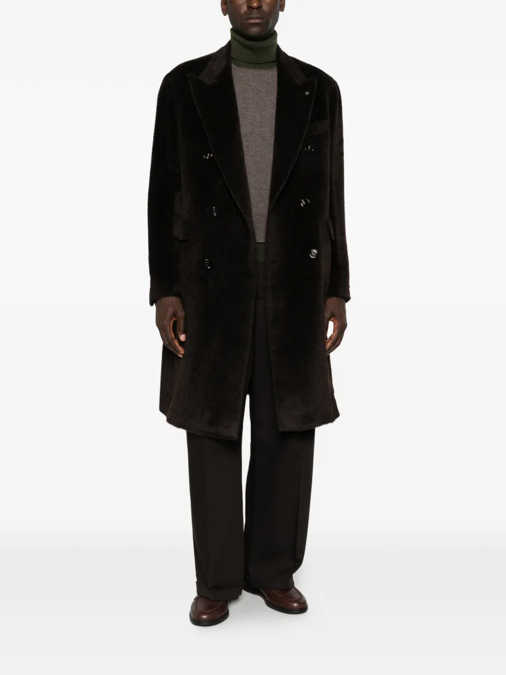 Tagliatore double-breasted peak-lapels coat - Marrone