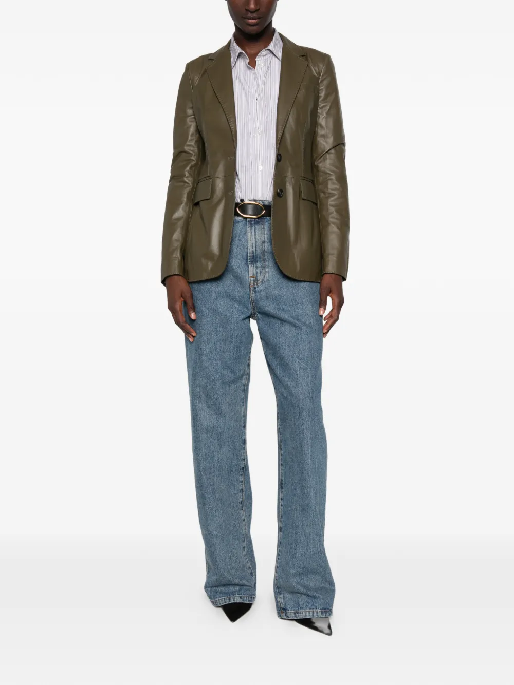 Tagliatore leather single-breasted jacket - Verde