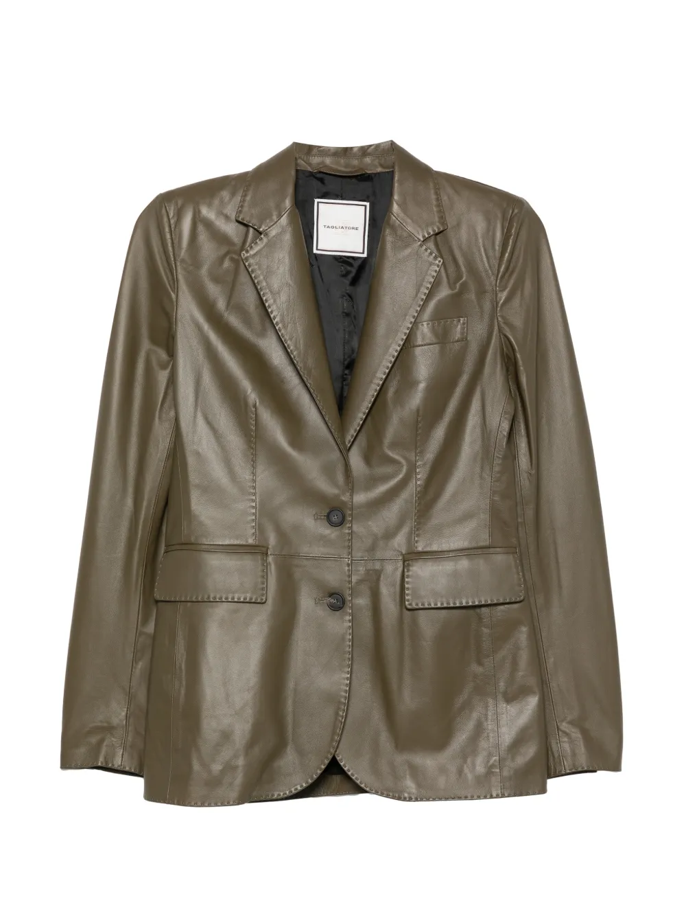 Tagliatore leather single-breasted jacket - Vert Tagliatore leather single-breasted jacket - Vert