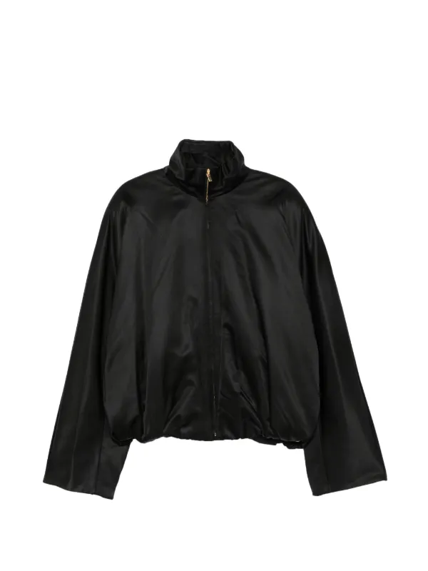 Carven Satin-finish Zip-up Jacket in Black