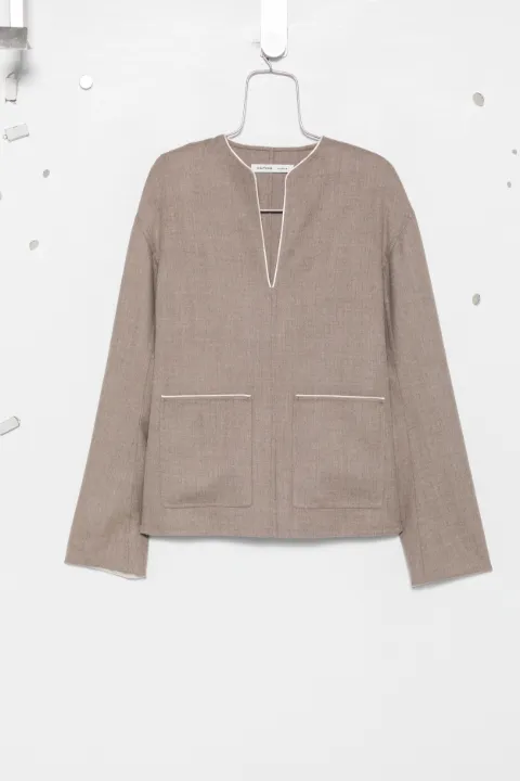 Carven piped-trim V-neck top