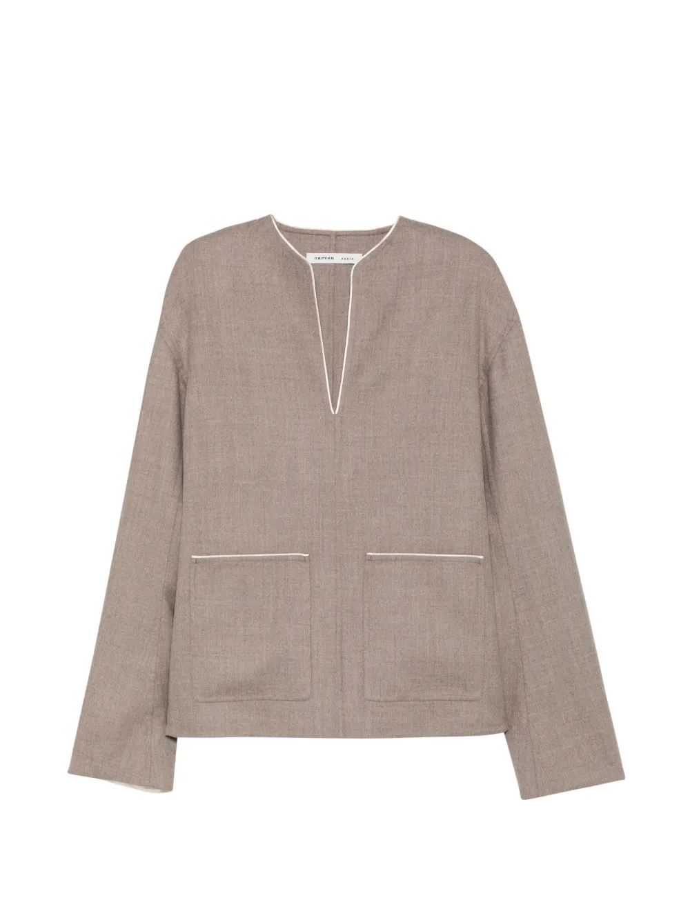 Carven piped-trim V-neck top - Tons neutres Carven piped-trim V-neck top - Tons neutres